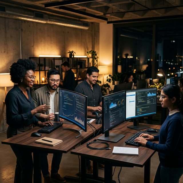 L'équipe NullDraft AI au travail dans nos bureaux